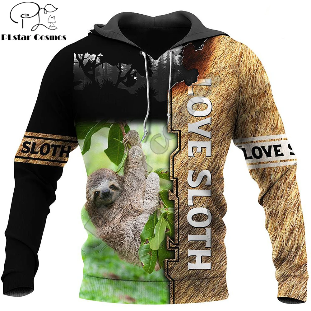 Drop shipping Love Sloth 3D All Over Printed Men Hoodie Unisex Deluxe Hoodies Zip Pullover Casual Jacket Tracksuit KJ377