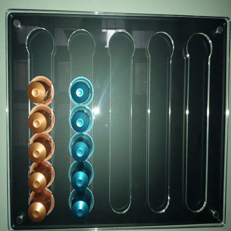 35 Pods Coffee Capsule Storage Display Rack Wall-mounted Transparent Coffee Capsule Holder Coffeeware Nespresso Capsule Holder