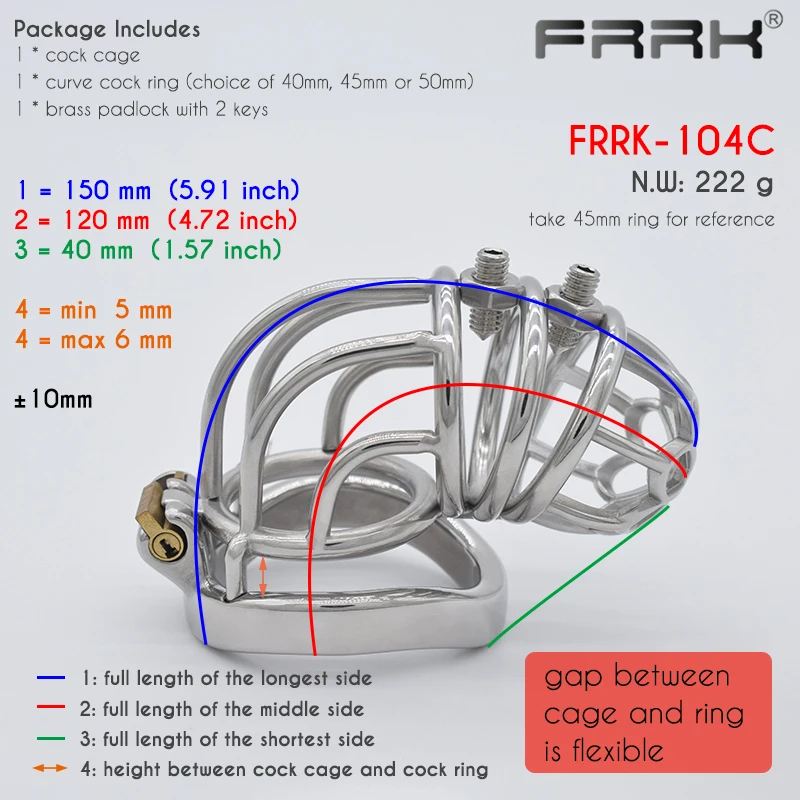 FRRK Big Male Chastity Cage with Urethral Plug Penis Scrotum Ring Bondage Erotic Toys Sex Shop Sexual Devices Cock Lock for Men