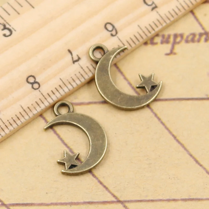 20pcs Double Sided Moon Star Charms for Jewelry Making