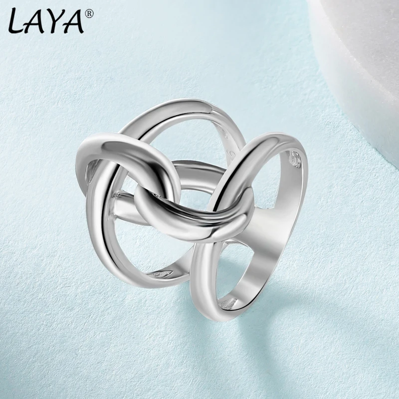 Laya 925 Sterling Silver Rope Chain Ring With Hoop Lock For Women French Popular Clasp Ring Sterling Silver Jewelry Making