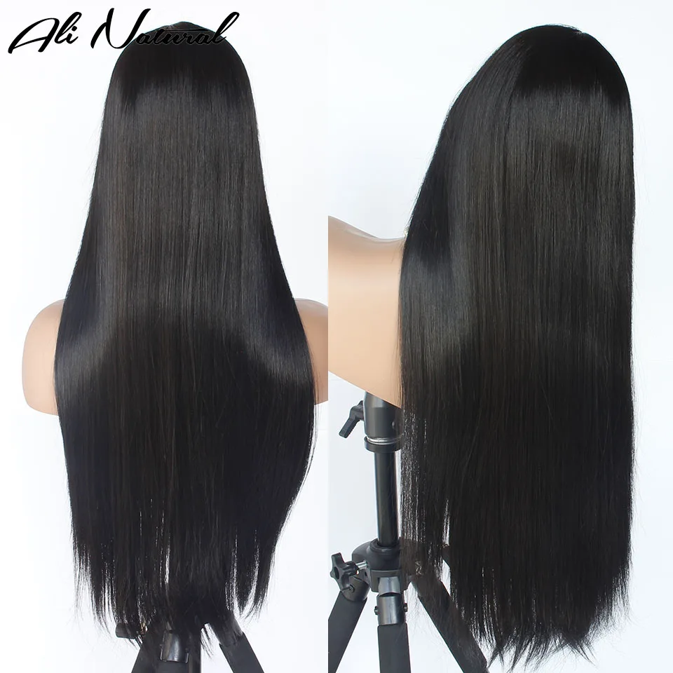 Trendy Silky Straight Synthetic Lace Front Wigs 22 inches Long Straight Middle Part T Part Lace Wig Heat Resistant