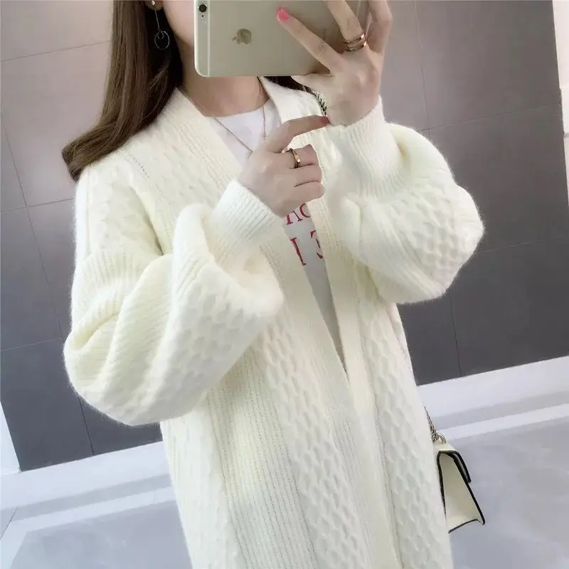 Autumn Ladies Cardigan 2024 Women Loose Knitting Sweater Long Knit Cardigan Plus Size Female Leisure Cashmere Sweaters Coat