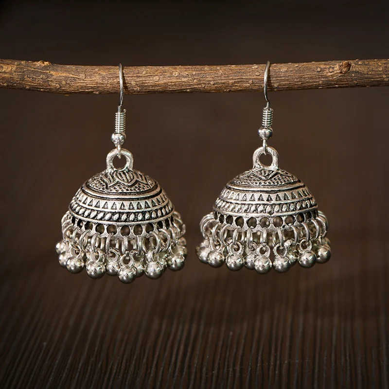 Egypt Gypsy Jewelry Retro Ethnic Indian Jhumka Small Bells Beads Tassel Dangle Earrings For Women Bohemian Pendients Party Gift