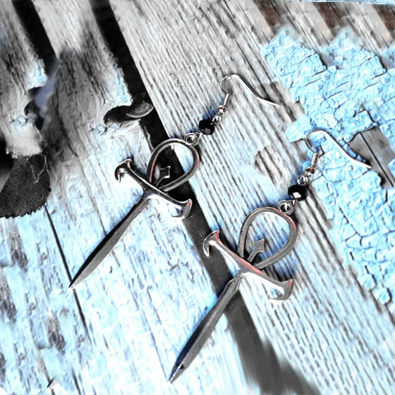 Vampire Ankh earrings occult black glass crystal  gothic dracula pendant symbol Original jewelry gift 2020 Fashion new charm