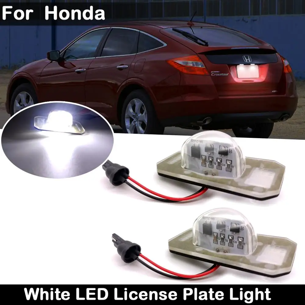 2Pcs For Honda Crosstour Spirior Elysion Jade Crider High Brightness LED License Plate Light Number Plate Lamp