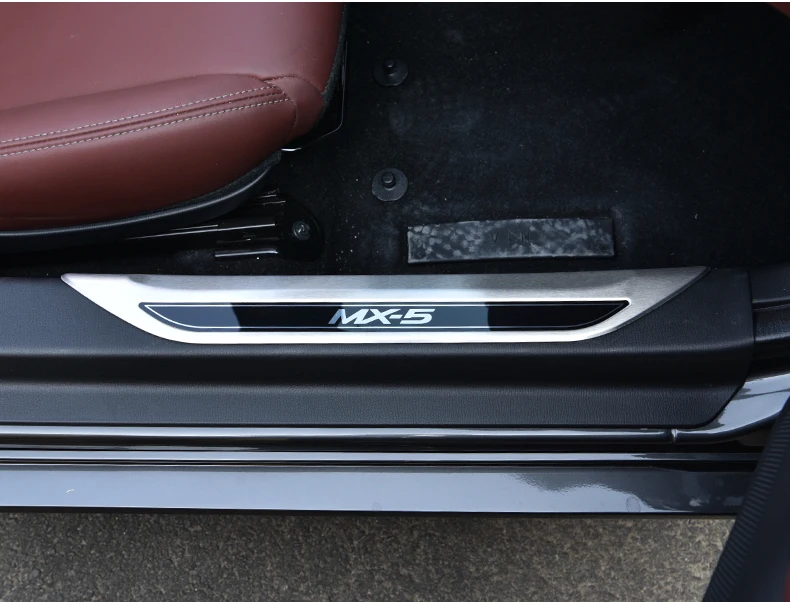 Edelstahl-Türschwellenschutz, Pedal-Abschleifplattenabdeckung, Zierleisten, Zubehör, Auto-Schwellenabdeckung für Mazda MX-5 RF ND MX5 – Detail 12
