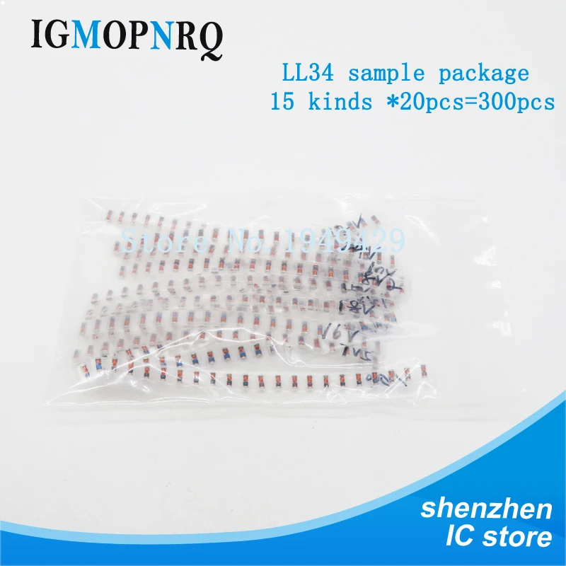 100PCS 1/2W 0.5w Zener diode ZMM 2V4 - 47V 3V 3V3 3V9 4V7 5V1 7V5 8V2 10V 12V 15V 16V 18V 20V 24V 30V 47V LL34 SMD diode package