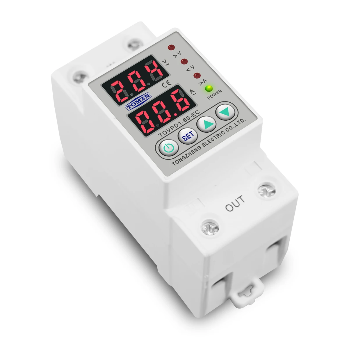 Din Rail 230V Adjustable Over Voltage and Under Voltage Protective Device Protector Relay TOMZN TOVPD1-63-EC