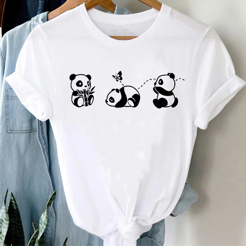 

Футболки женские 90-х годов Mujer Camisetas Panda Girl одежда с животными панда мультфильм стильная футболка топ женская сексуальная футболка с принтом
