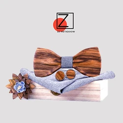 Zebra Wood Handmade 3D Grey Wooden Bow Ties for Men Quality men's tie Wood Bowtie 3D Handmade Butterfly Wood Bow Tie Gravata