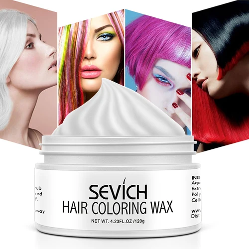 Imagen 2 del producto Sevich-cera de Color temporal para el cabello, 9 colores para hombres y mujeres, crema de Color de cabello instantánea, tinte de estilismo de Color de cabello de una sola vez, negro y blanco