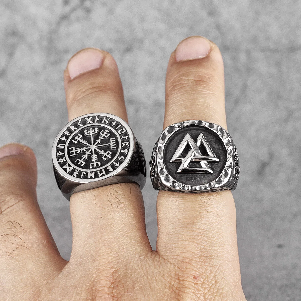 Myth Odin Triangle Symbol Viking Stainless Steel Mens Rings Vintage Simple for Male Boyfriend Jewelry Creativity Gift Wholesale
