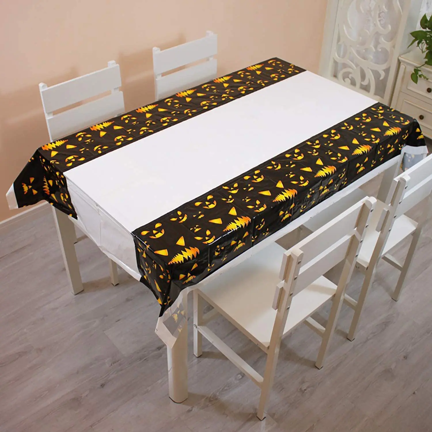 

Halloween Table Cloth Birthday Party Decorations - Ghost Plastic Tablecloths Disposable Table Cover