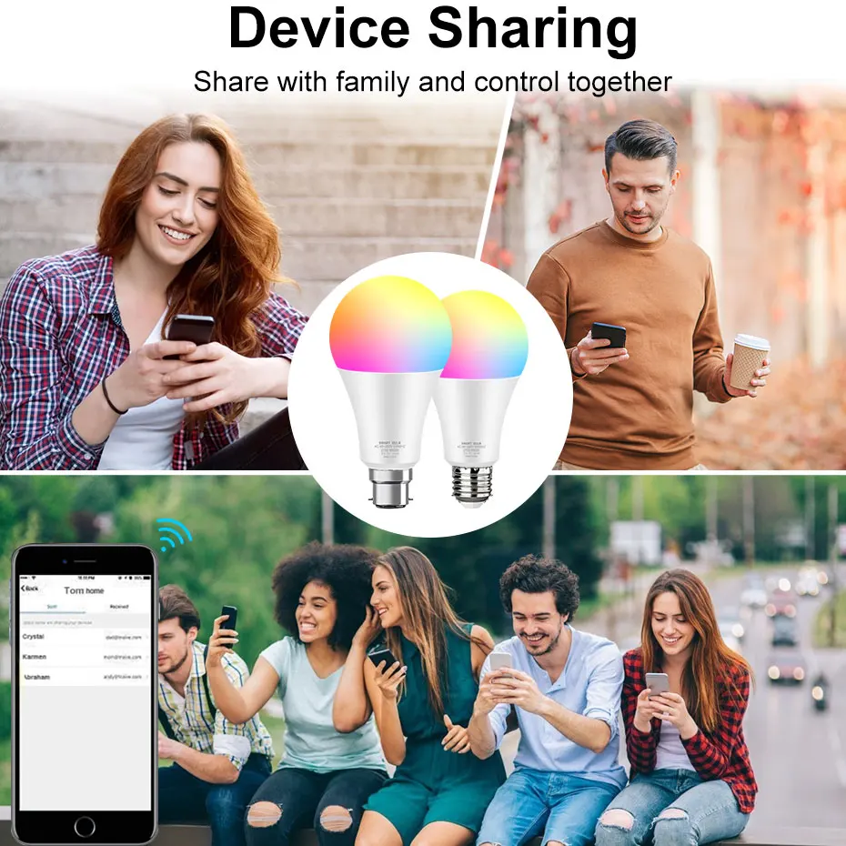 Zigbee Smart Light Bulb Wifi Bulb RGB 15W Color Dimmable Light E27 B22 LED Bulb Tuya Smart Life Voice Control with Alexa Google