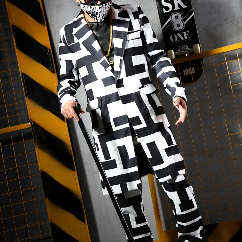 Cool Host Stage Costume Hip Hop Costume For Men Jazz Costume Nightclub Suit Street Dance Wear Street Oufits Dance Wear VDB1913
