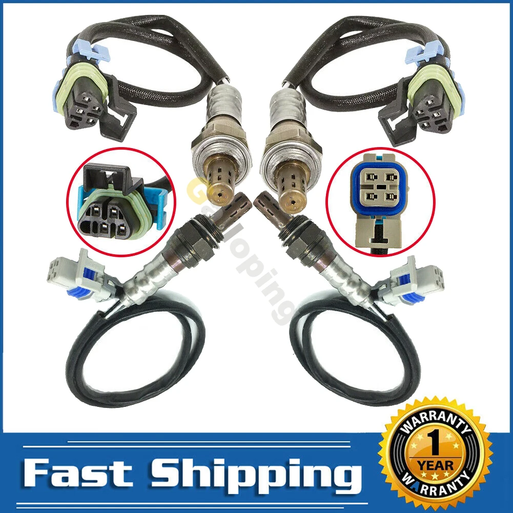 4pcs O2 Oxygen Sensor for 2003 2004 2005 2006 GMC Yukon 6.0L Upstream Front Downstream Rear 4 Wires Lambda Car Accessories