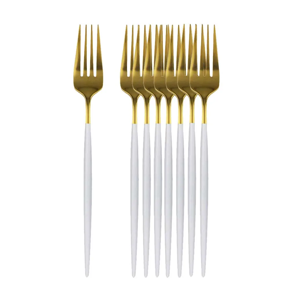 8/16Pcs Black Gold Dinner Fork Tableware Dinnerware Stainless Steel Silverware Gold Kitchen Flatware Black Cutlery