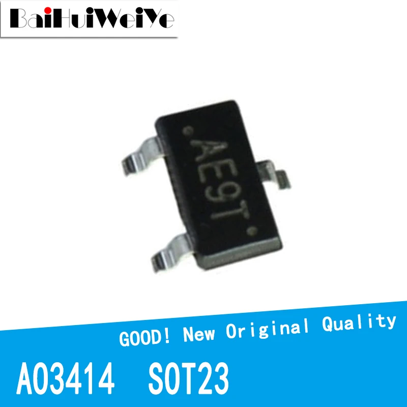 50 개/몫 AO3414 AE9T AO3414A N 채널 향상 모드 전계 효과 SOT23 SOT-23 SMD 신규 및 기존 IC 칩셋 MOSFET MOSFT