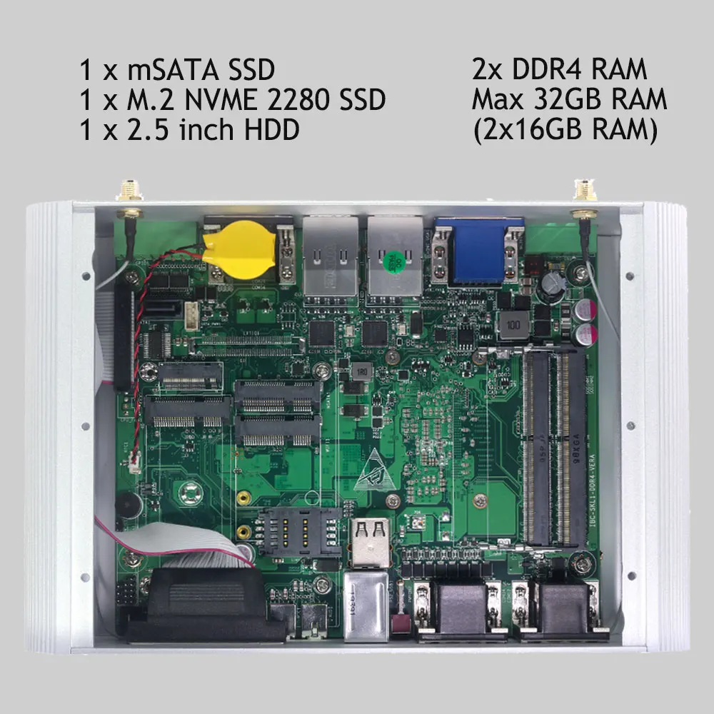 Imagem -05 - Mini pc Industrial Ddr4 Intel Core i7 10510u 8550u i5 10210u 4g Módulo hd Gpio com Rs485 Windows 10 Fanless Computador