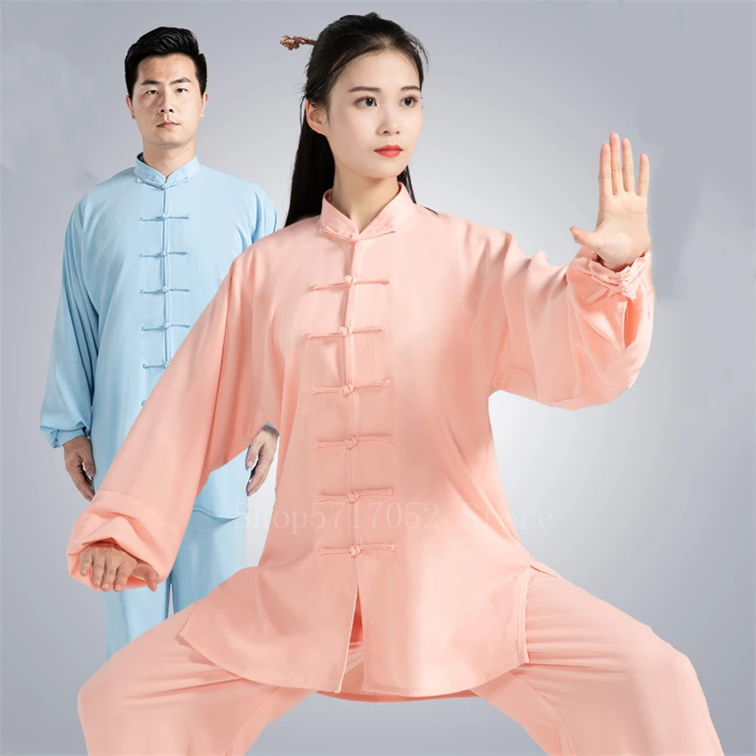 

Chinese Linen Traditional Kung Fu Tai Chi Set for Women Men Stage Performance Solid Color Breathable Practice Top Pants Outfits