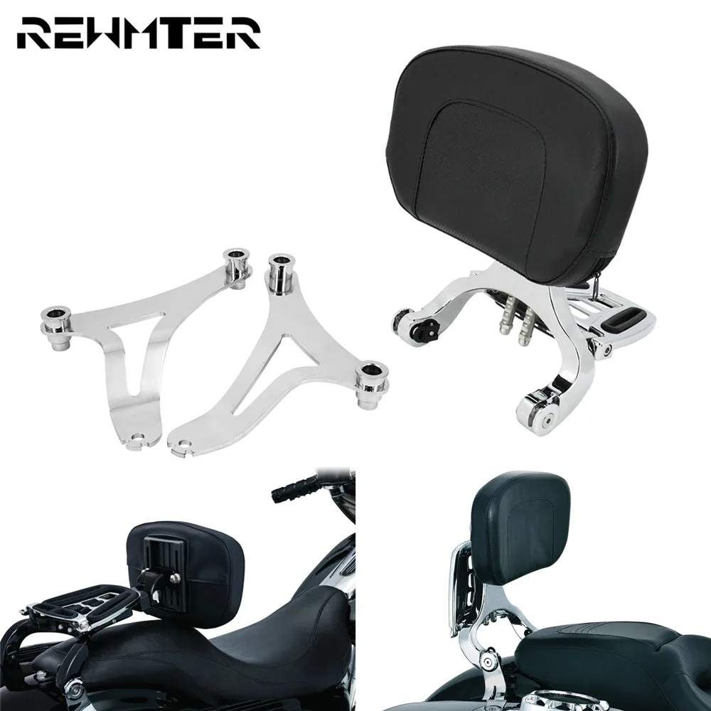 

Motorcycle Multi Purpose Adjustable Driver Rider Passenger Backrest Seat Chrome Sissy bar & Black Seat For Indian Scout 2014-20