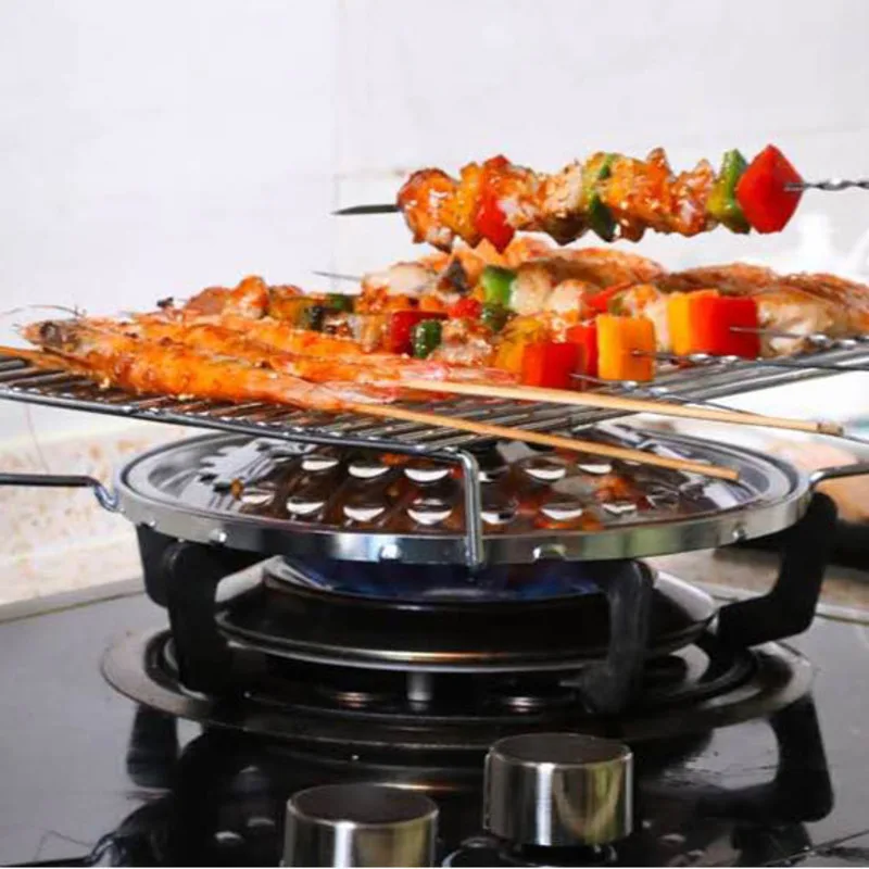 Portable Household BBQ Oven Rack Outdoor Camping BBQ Grill Stainless Steel Anti-burning Food Plate Nonstick BBQ Net