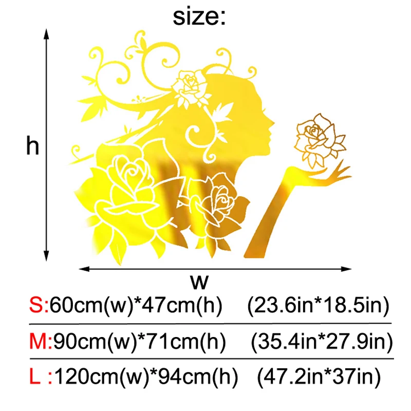 Adesivi murali con specchio acrilico fata dei fiori, adesivi murali 3D per camera da letto, decorazioni per la casa del soggiorno, adesivi impermeabili autoadesivi fai-da-te