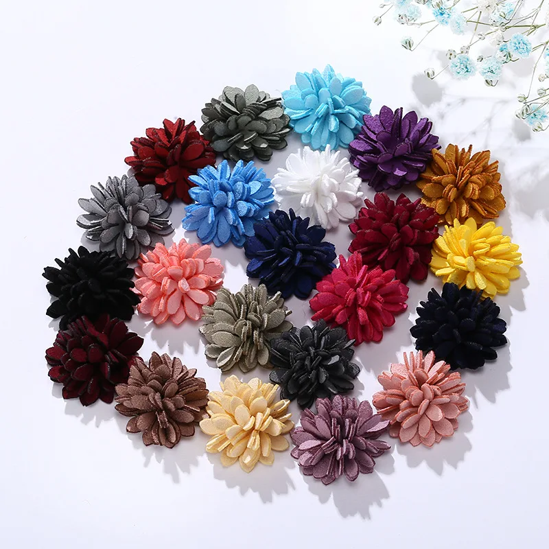 10Pcs Colorful Leather Fiber Flower Crafts Supplies DIY Jewelry Clothes Hat Brooch Pins Decoration Accessories Patches Appliques