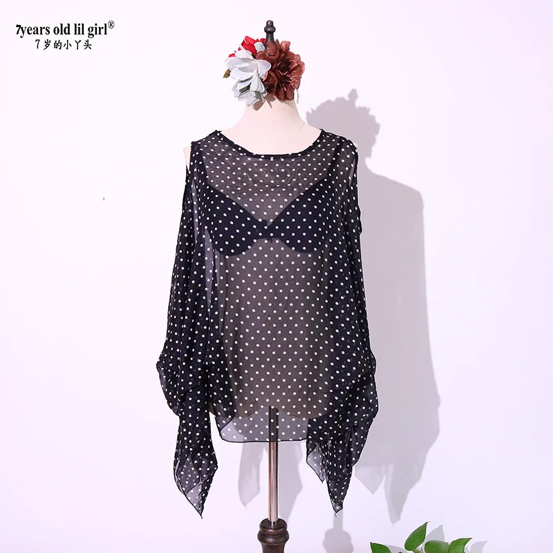 South Korean Women's Summer 2021 Trend, Polka-Point Chiffon Shirt Loose And Slim Casual Top SSX02