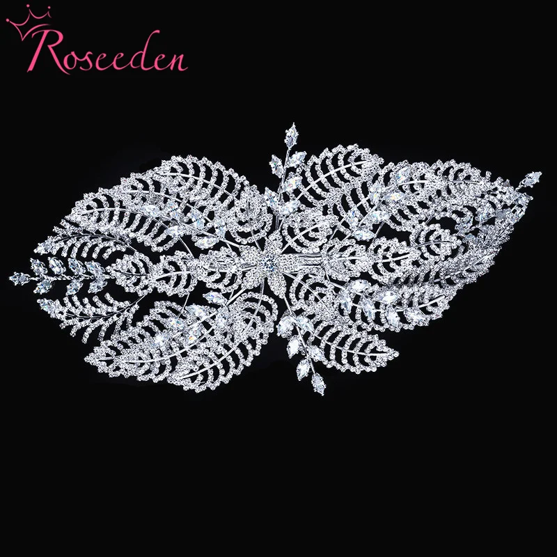 

Classic CZ Wedding Hair Comb Clip Full Rhinestone Zirconia Bridal Headband Diamante Bride Hair Accessories RE4278