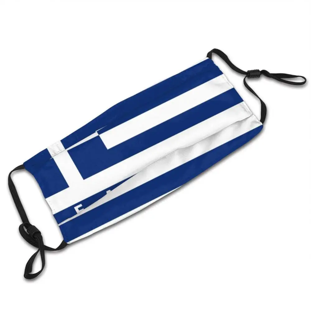 Flag Of Greece Mask DIY Washable Filter Pm2.5 Mouth Trending Greece Greek Language Name Text Ellada Country Flag Emblem Symbol