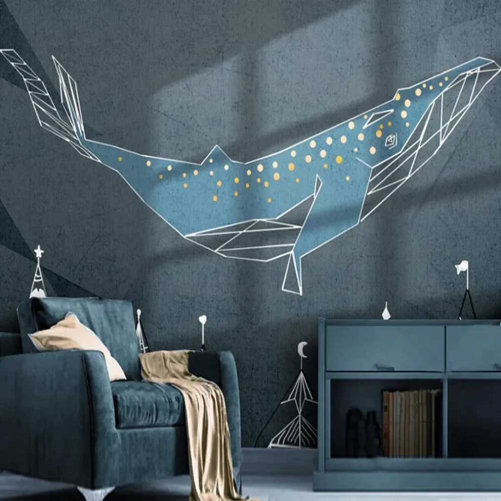 

milofi custom large wallpaper mural abstract lines marine whale light luxury background wallpaper mural