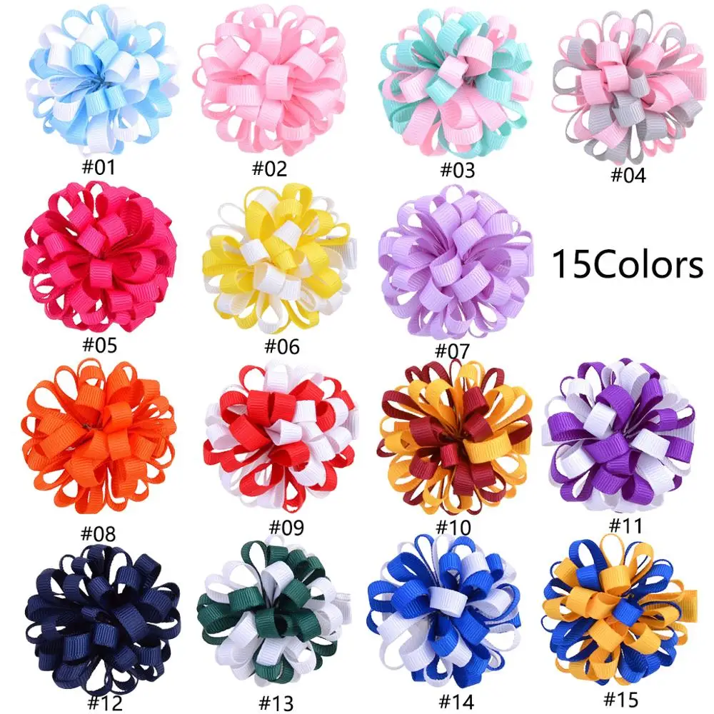 30PCS/15Pairs Baby Girls Hair Clips 2Inch Grosgrain Ribbon Hair Bows with Alligator Hair Clips Hair Accessories For Baby Girls