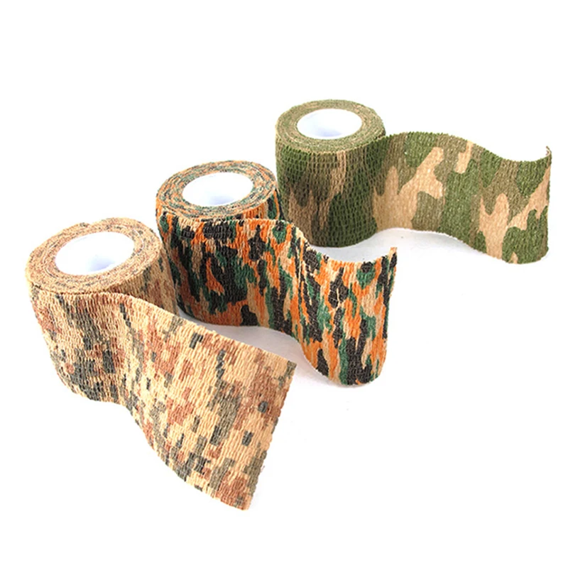 5cm*4.5m Tactical Camo Tape Hunt Disguise Elastoplast Camouflage Elastic Wrap Tape Self-Adhesive Ankle Knee Finger Arm Bandage