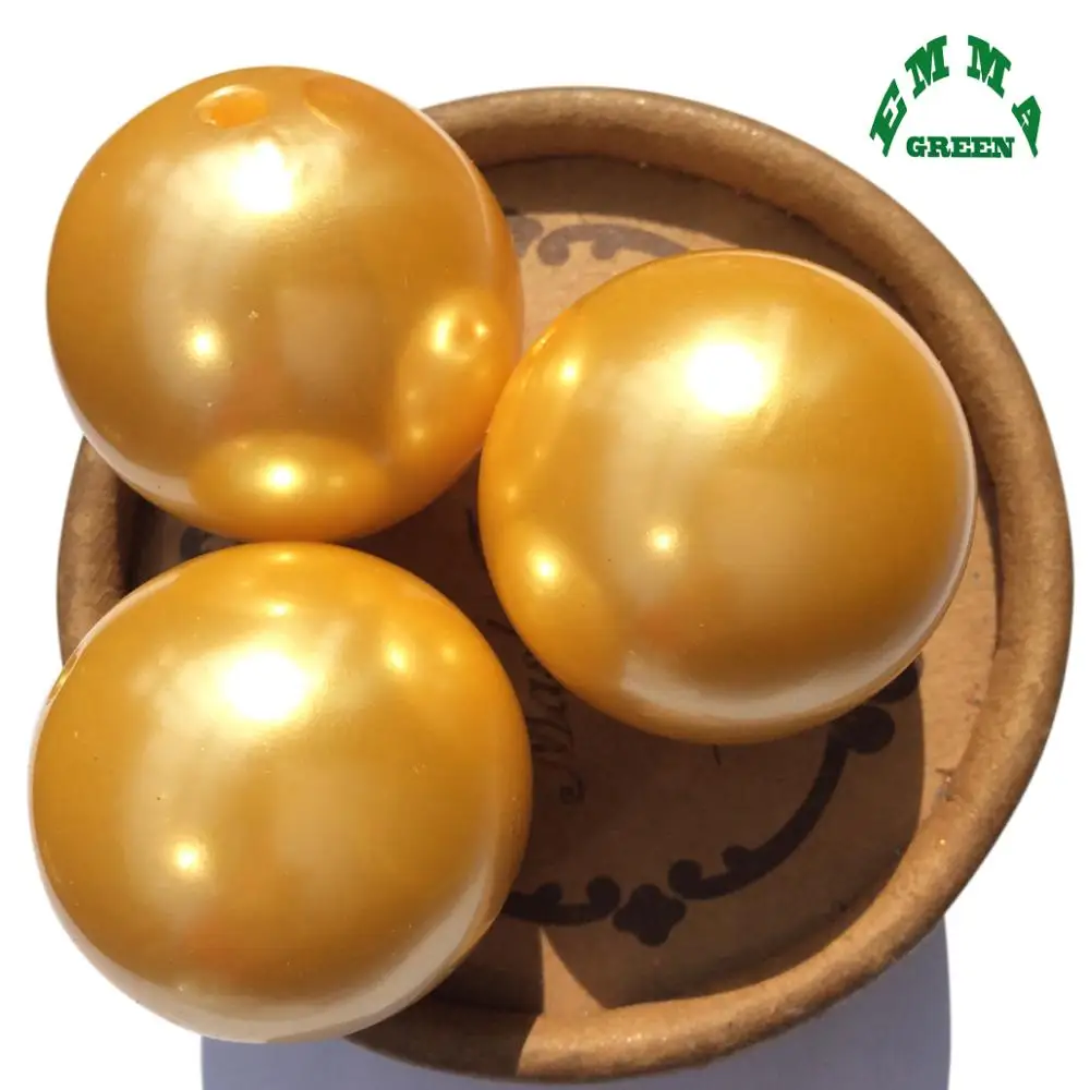 Beads for Jewelry Making Pearl Beads A03 6mm to 30mm abs Pearls Bead Acrylic Bead Round Beads Yellow Gold Beads Chunky Beads