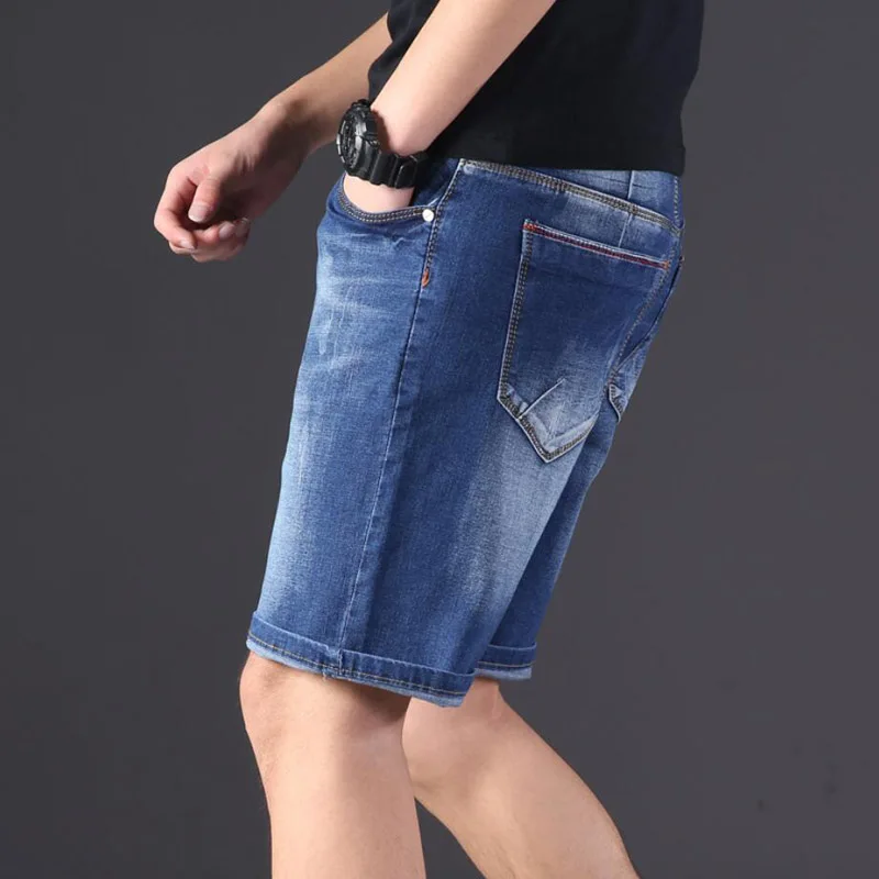 large size men\'s denim shorts oversized men\'s elastic waist knee length summer loose shorts men plus size XL 9XL 8XL 7XL 6XL