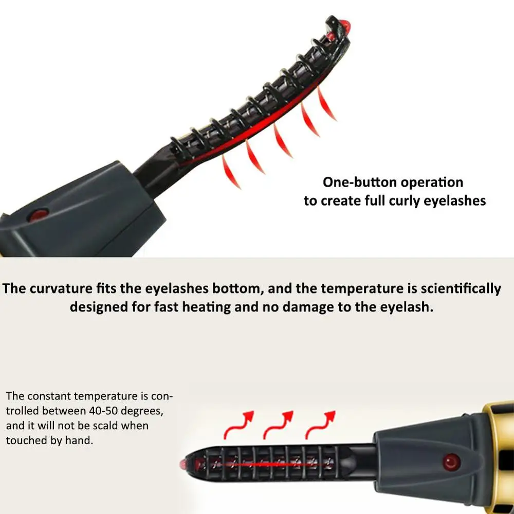 Elektrisch verwarmde wimperkruller Verwarmd 20-seconden make-up Wimpers Verwarmde wimperkruller Langdurig instrument
