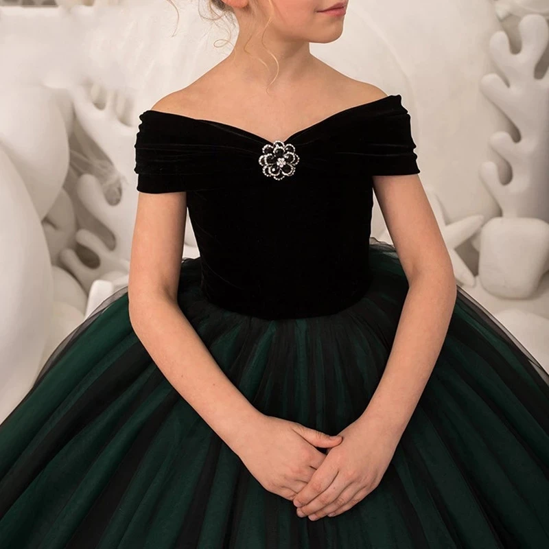 Robe de Rhlongue en tulle vert pour enfants, robes élégantes pour enfants, robe de demoiselle d'honneur, robe de graduation, adolescente, mariage, tout neuf, 2021