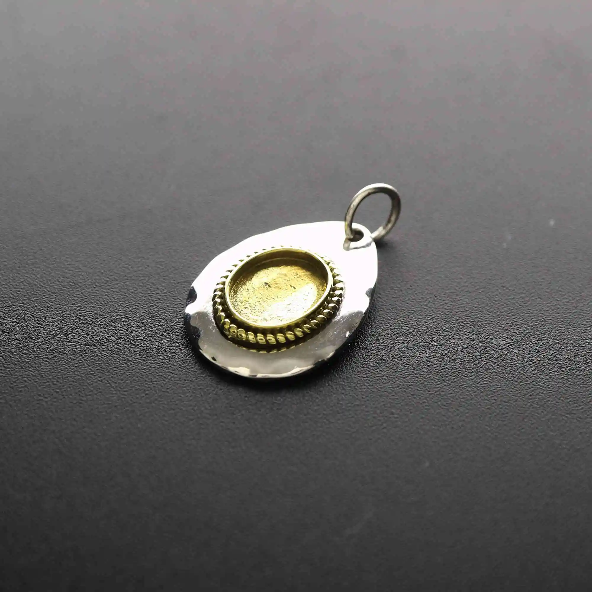 8x10MM Oval Bezel Solid 925 Sterling Silver Cabochon Pendant Settings with brass combined 1421103