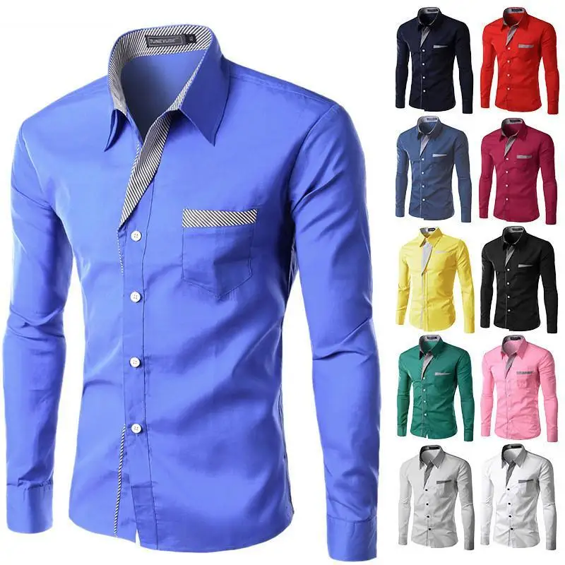 Wyprzedaż 2026 Nowa Modna Koszula Męska z Długim Rękawem Slim Fit Elegancka Casualowa Markowa Koszula Męska Rozmiar M-4XL