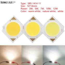 Bumbulbs 3W 5W 7W 10W 12W 14x14mm źródło światła COB LED czipy Epistar zimny ciepły naturalna biel do lampa wewnętrzna reflektorów