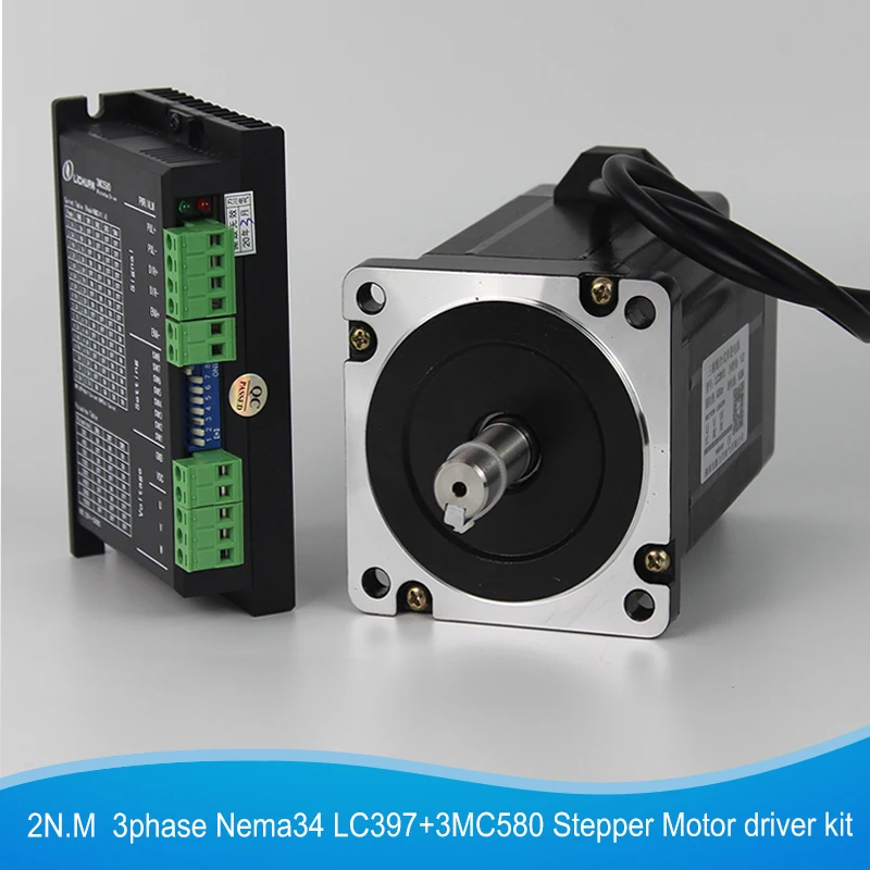 

3phase Nema34 Hybrid Stepper Motor CNC 2N.M LC397+3MC580 With Mirostep Driver Kit