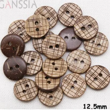 50Pcs/lot Size:12.5mm Natural Coconut Button 2 Holes Accessories Sewing Flatback Buttons for Garment(kk-347)