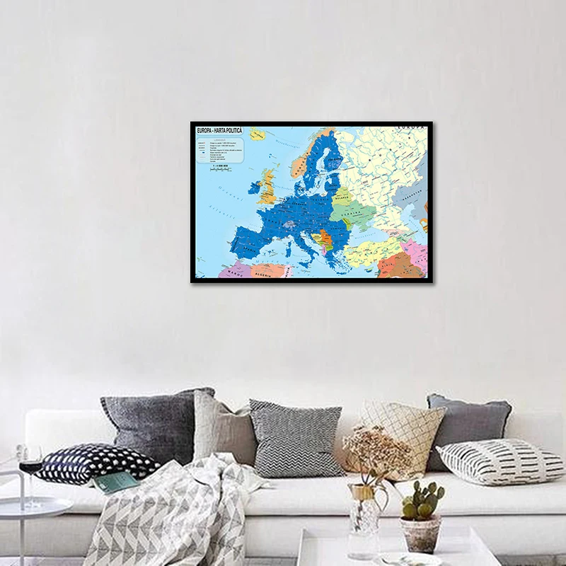 Mapa decorativo de Europa, carteles de decoración de Bar, Adhesivo de pared para habitación, hogar y oficina, 59x42cm