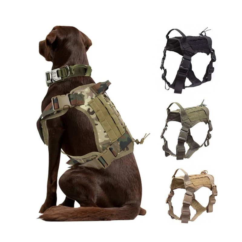 Tactical Dog Harness Vest Military Adjustable Size Pet Training Clothes Hook and Loop Panels for Patch For For Medium Large Dogs