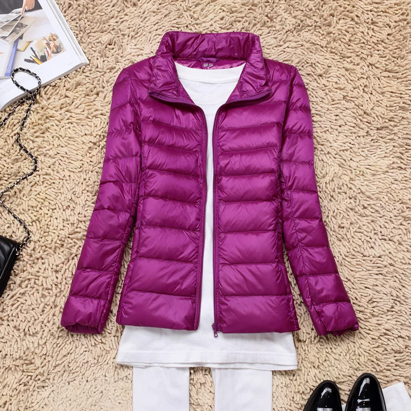 

Autumn Light Down Jacket Women's Coat New Fashion Stand collar White Duck Down Short Jacket Large Size Female Basic Coats