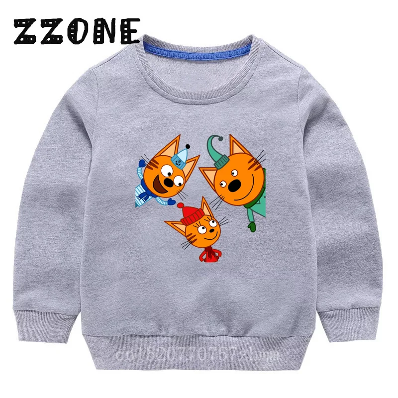 Kid-e-cats Three Kitten Russian Cartoon Kids Sweatshirts Children Hoodies Funny Baby Pullover Tops Girls Boys Clothes,KYT5411