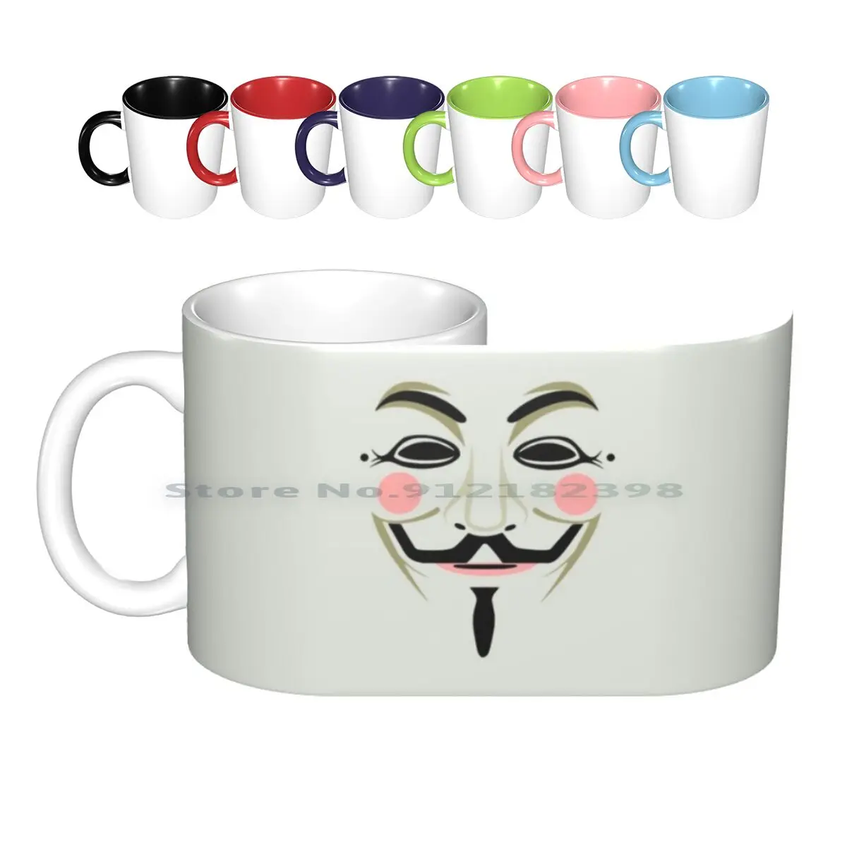 Anon Ceramic Mugs Coffee Cups Milk Tea Mug Anon Anonymous Hacker Hack Face V V For Vendetta Geek Nerd Creative Trending Vintage