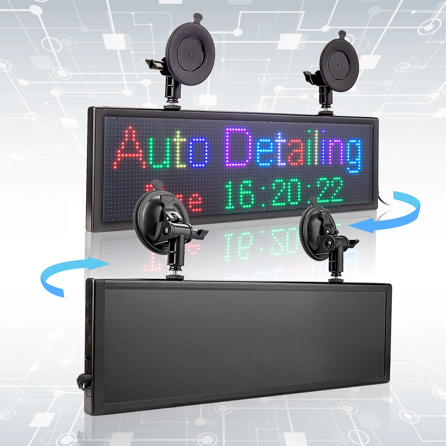 50*15CM P5MM RVB Polychrome Voiture LED Panneau D'affichage, 12V WiFi Défilement Programmable Informations Multi-fonction ÉCRAN LED